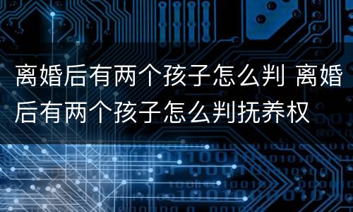 离婚后有两个孩子怎么判 离婚后有两个孩子怎么判抚养权