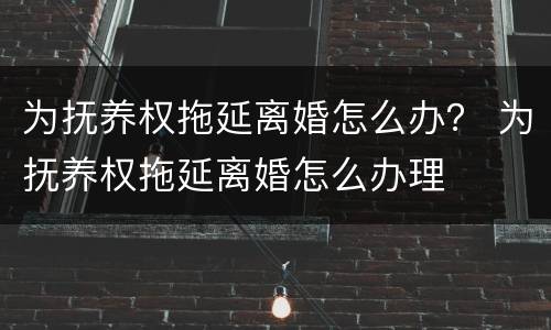 为抚养权拖延离婚怎么办？ 为抚养权拖延离婚怎么办理