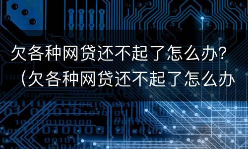 欠各种网贷还不起了怎么办？（欠各种网贷还不起了怎么办呢）