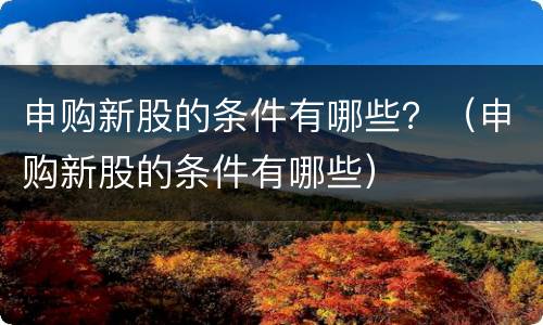 申购新股的条件有哪些？（申购新股的条件有哪些）