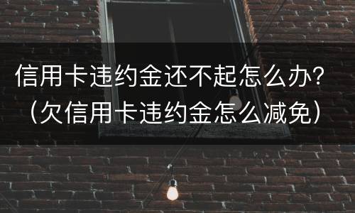 信用卡违约金还不起怎么办？（欠信用卡违约金怎么减免）