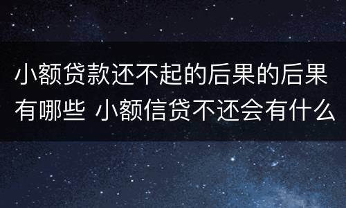 小额贷款还不起的后果的后果有哪些 小额信贷不还会有什么后果