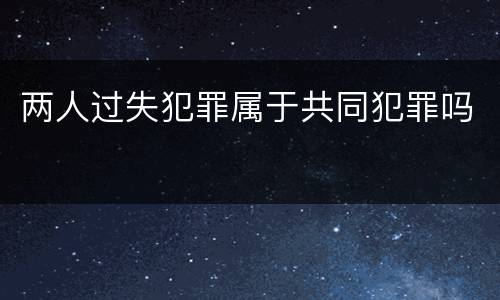 两人过失犯罪属于共同犯罪吗