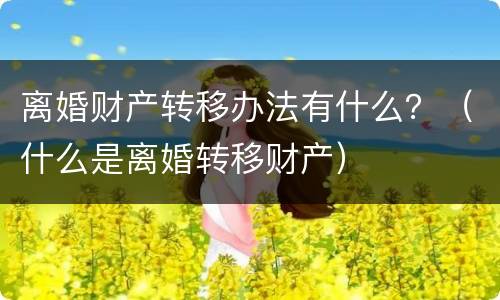 离婚财产转移办法有什么？（什么是离婚转移财产）