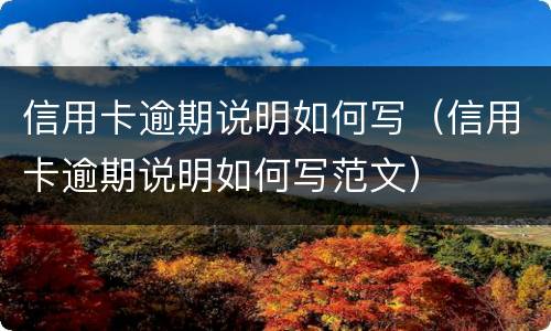信用卡逾期说明如何写（信用卡逾期说明如何写范文）