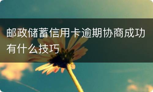 邮政储蓄信用卡逾期协商成功有什么技巧