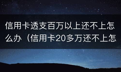 信用卡透支百万以上还不上怎么办（信用卡20多万还不上怎么办）
