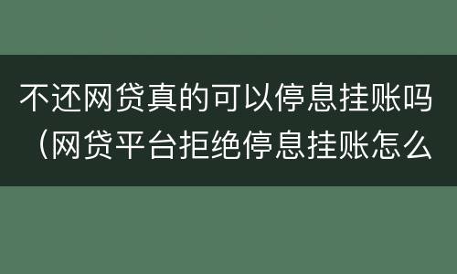 不还网贷真的可以停息挂账吗（网贷平台拒绝停息挂账怎么办）