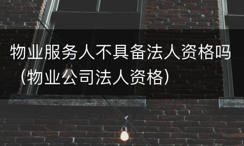 物业服务人不具备法人资格吗（物业公司法人资格）
