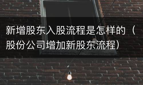 新增股东入股流程是怎样的（股份公司增加新股东流程）