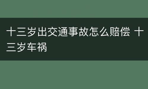 十三岁出交通事故怎么赔偿 十三岁车祸
