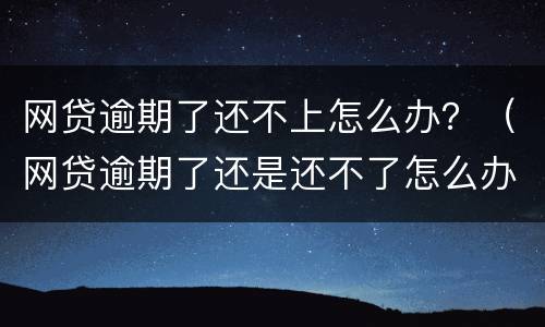 网贷逾期了还不上怎么办？（网贷逾期了还是还不了怎么办）