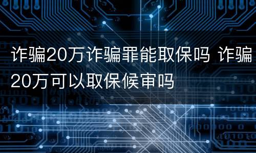 诈骗20万诈骗罪能取保吗 诈骗20万可以取保候审吗