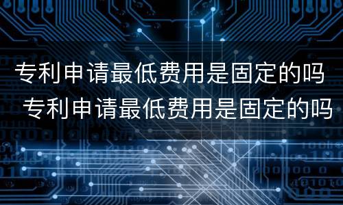 专利申请最低费用是固定的吗 专利申请最低费用是固定的吗