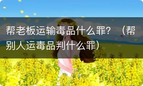 帮老板运输毒品什么罪？（帮别人运毒品判什么罪）