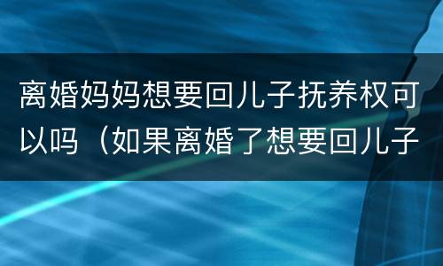 离婚妈妈想要回儿子抚养权可以吗（如果离婚了想要回儿子抚养权）