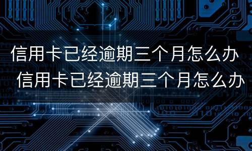 信用卡已经逾期三个月怎么办 信用卡已经逾期三个月怎么办理