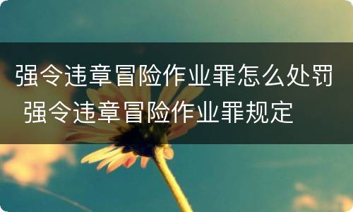强令违章冒险作业罪怎么处罚 强令违章冒险作业罪规定