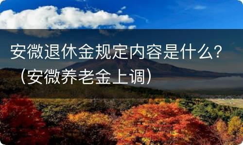 安微退休金规定内容是什么？（安微养老金上调）