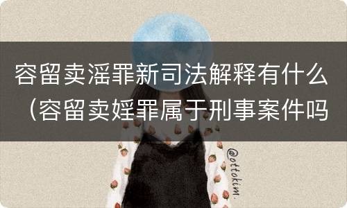 容留卖滛罪新司法解释有什么（容留卖婬罪属于刑事案件吗）