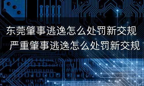 东莞肇事逃逸怎么处罚新交规 严重肇事逃逸怎么处罚新交规