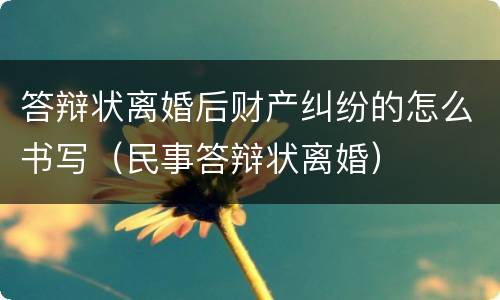 答辩状离婚后财产纠纷的怎么书写（民事答辩状离婚）