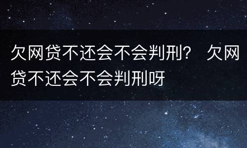 欠网贷不还会不会判刑？ 欠网贷不还会不会判刑呀