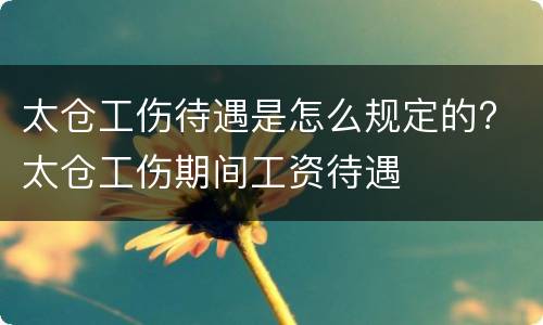 太仓工伤待遇是怎么规定的? 太仓工伤期间工资待遇