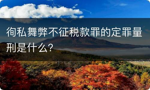 徇私舞弊不征税款罪的定罪量刑是什么？