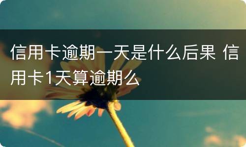 信用卡逾期一天是什么后果 信用卡1天算逾期么