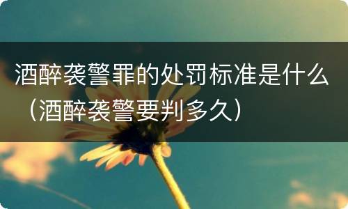 酒醉袭警罪的处罚标准是什么（酒醉袭警要判多久）