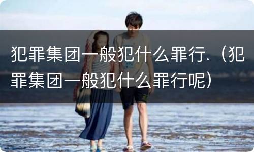 犯罪集团一般犯什么罪行.（犯罪集团一般犯什么罪行呢）