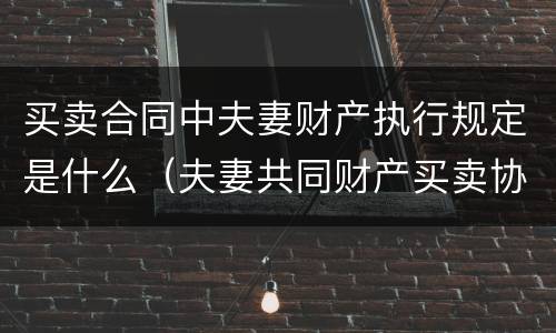 买卖合同中夫妻财产执行规定是什么（夫妻共同财产买卖协议一方签字有效吗?）