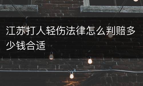 江苏打人轻伤法律怎么判赔多少钱合适