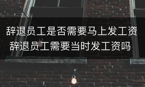 辞退员工是否需要马上发工资 辞退员工需要当时发工资吗