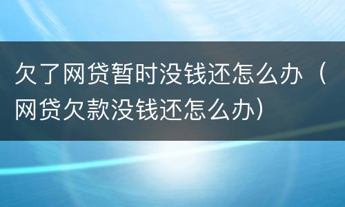 欠了网贷暂时没钱还怎么办（网贷欠款没钱还怎么办）