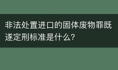 非法处置进口的固体废物罪既遂定刑标准是什么？