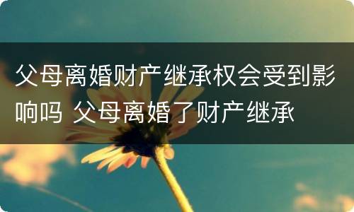 父母离婚财产继承权会受到影响吗 父母离婚了财产继承