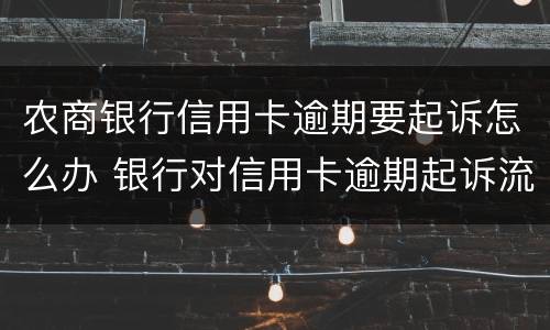 农商银行信用卡逾期要起诉怎么办 银行对信用卡逾期起诉流程