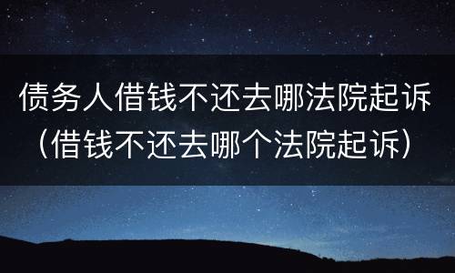 债务人借钱不还去哪法院起诉（借钱不还去哪个法院起诉）