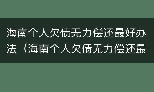 海南个人欠债无力偿还最好办法（海南个人欠债无力偿还最好办法是什么）