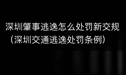 深圳肇事逃逸怎么处罚新交规（深圳交通逃逸处罚条例）
