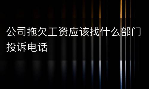 公司拖欠工资应该找什么部门投诉电话