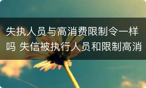 失执人员与高消费限制令一样吗 失信被执行人员和限制高消费人员区别