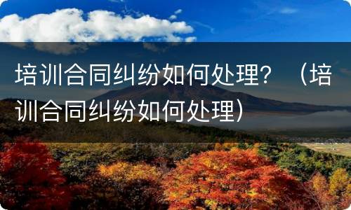 培训合同纠纷如何处理？（培训合同纠纷如何处理）