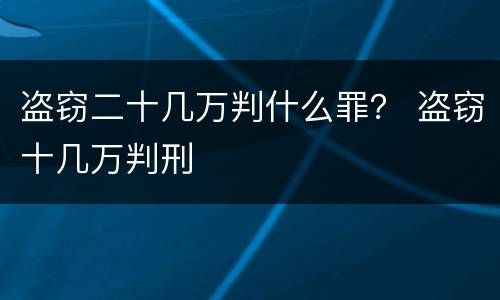 盗窃二十几万判什么罪？ 盗窃十几万判刑