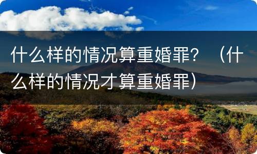 什么样的情况算重婚罪？（什么样的情况才算重婚罪）