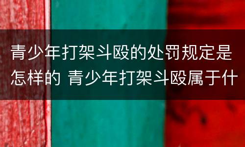 青少年打架斗殴的处罚规定是怎样的 青少年打架斗殴属于什么行为