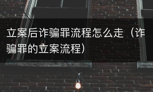 立案后诈骗罪流程怎么走（诈骗罪的立案流程）