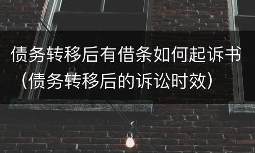 债务转移后有借条如何起诉书（债务转移后的诉讼时效）